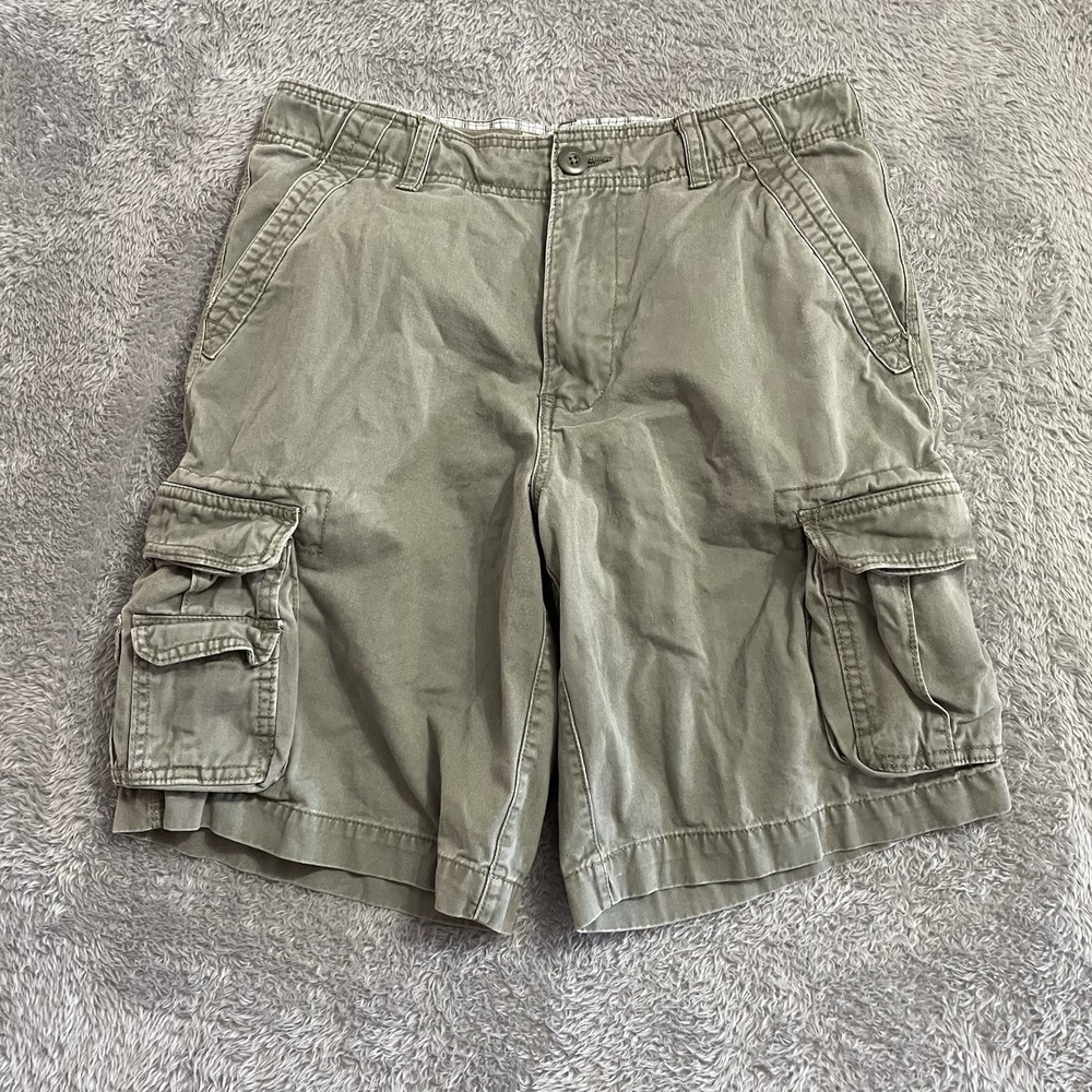 Faded Glory‎ Cargo Shorts Mens Size 32 Vintage Light Gray Utility Drawstring